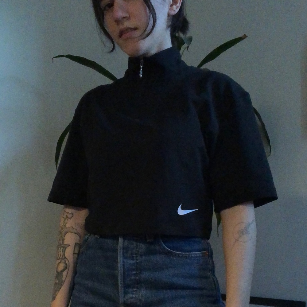 Nike Mock Neck Zip Crop Top